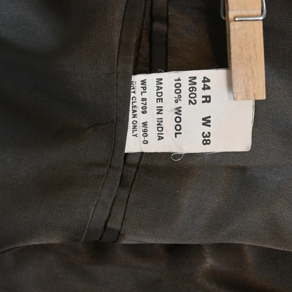 Vtg Y2K Boxy 2000s 44R 36x30 Dark Green‎ 100% Wool Mens Jacket Pants Suit
